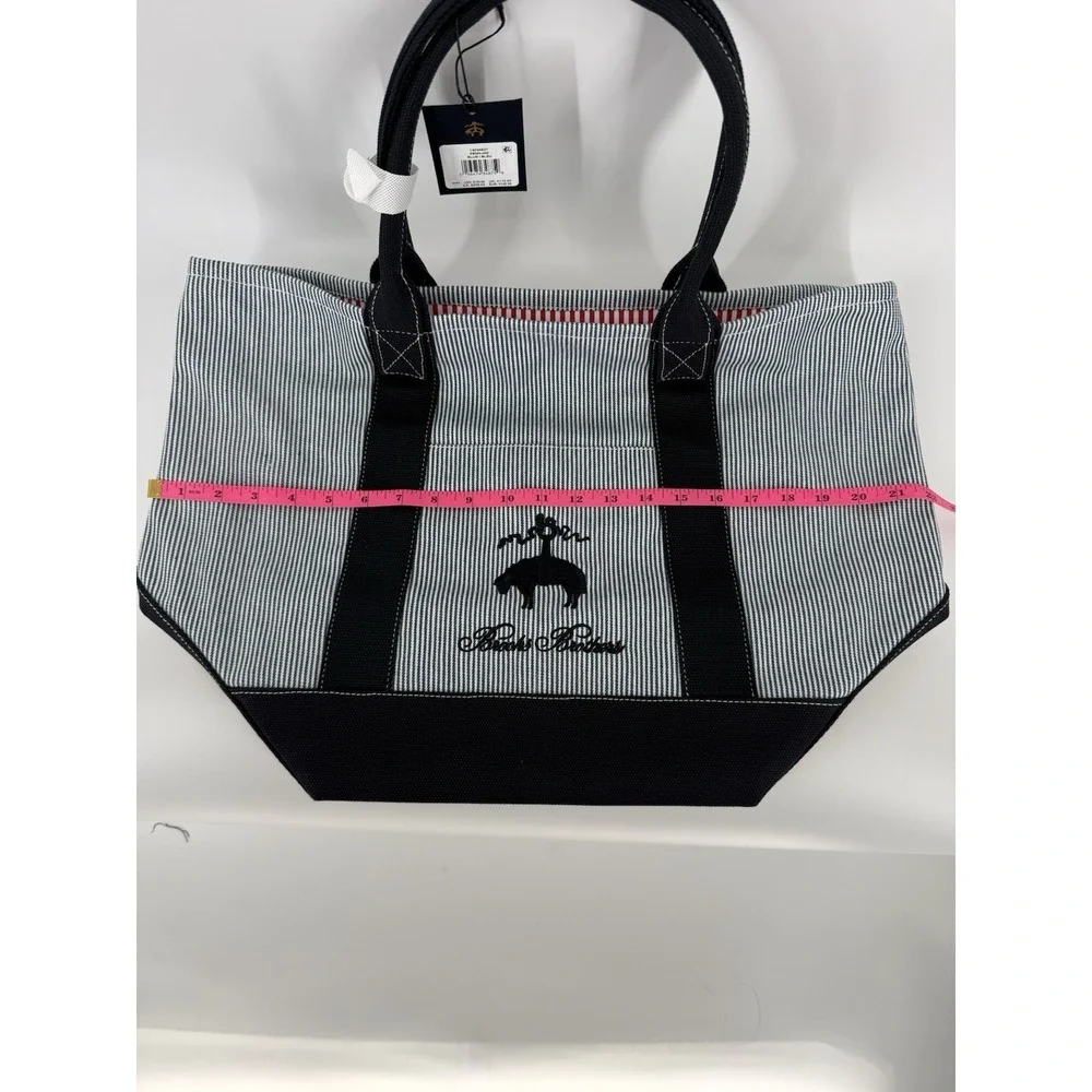 NWT Brooks Brothers Penn Tote Bag Navy Canvas Striped Red Lining Pockets $149